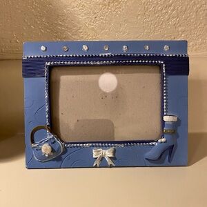 Blue Decorative Photo Frame with Shoe and Bag Accents